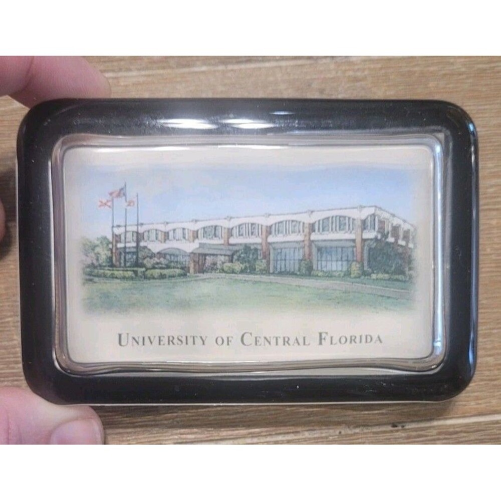 University Of Central Florida UCF Glass PaperWeight 4.5 X 3 Eglomise Designs